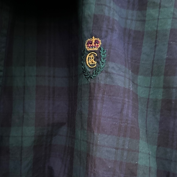 Vintage Chaps Navy and Green Plaid Windbreaker EUC - Picture 3 of 10